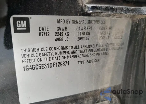 2013 Buick Lacrosse from USA, damaged, VIN 1G4GC5E31DF129871